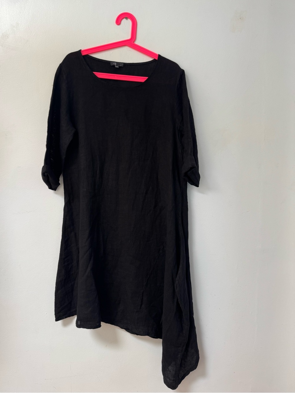M Made in Italy Black Asymmetrical Linen Tunic Dress size M